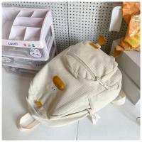 Dibujos animados estilo japonés ins lindo patito mochila femenina de pana informal mochila de campus estudiante universitario de secundaria. - details 22