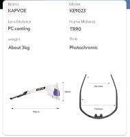 KAPVOE Gafas de Sol para Ciclismo Lentes Ajustables de Luz Protección UV400 Marco de Plástico - details 7