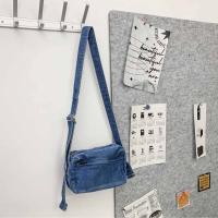 Bolso de lona vaquero Y2K portátil, bolso Vintage de gran capacidad estilo callejero, bolso de compras, bolso cruzado sólido de Color sólido para estudiantes - details 12