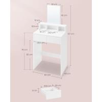 Tocador con Espejo Grande, tocador, 2 cajones, 3 Compartimentos Abiertos, tocador, Moderno, Blanco - details 4