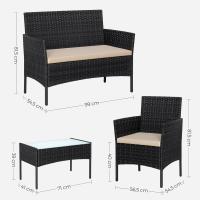 Conjunto de Muebles de Jardín, Muebles de Patio de Ratán, Muebles de Mimbre de PE para el Patio, Marrón y Topo - details 11
