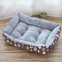 Cama acolchada de PANA con estampado para perro, canasto cálido de lana suave para gato y cachorro, color rosa - details 3
