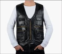 Chaleco de cuero para hombre, resistente al viento en otoño e invierno, chaleco hip-hop con cuello en V, sin mangas de color sólido punk para hombre - details 11