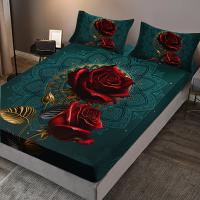 Juego De Sábanas Ajustables De Rosa Gótica 3D, 3 Piezas, Protector De Colchón De Cama Suave, Cómodo - details 2