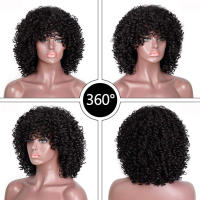 Peluca Afro rizada corta con flequillo, pelo suave sin daño, transpirable, sin olor, para disfraz de fiesta de Halloween, Cosplay - details 1