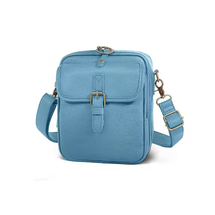 Bolso bandolera de cuero para mujer de gran capacidad con correa extraíble ajustable bolso de hombro de PU Color sólido Vintage - 1