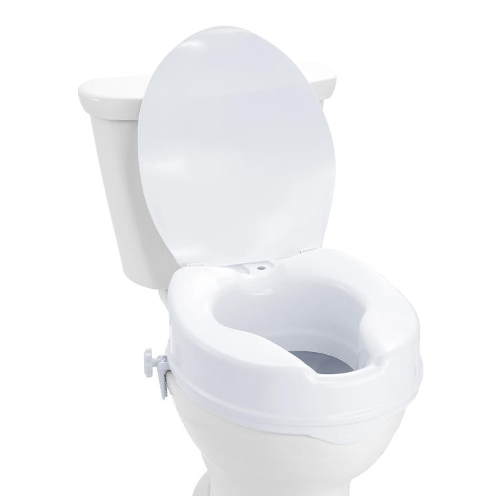 SucceBuy Asiento de Inodoro Elevado, Elevador de Inodoro Universal, Bloqueo de Varilla de Tornillo, para Ancianos, Discapacitados, Embarazadas, Uso Médico, Plástico