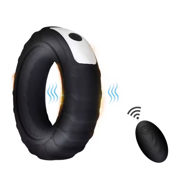Anillo Vibrador de Silicona para Pene Masajeador de Retardo de Eyaculación Juguetes Sexuales para Hombres con Control Remoto - 1