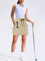 Pantalones casuales de golf de cintura alta para mujer con cremallera y múltiples bolsillos para escalada al aire libre, pantalones cortos deportivos de secado rápido - details 1