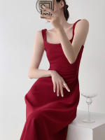 Camisola con cuello cuadrado rojo, nuevo aspecto adelgazante y ceñido a la cintura de verano, adecuado para uso diario, ropa para tostar, compromiso - details 0