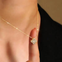 Collar Colgante De Cuatro Hojas De Cloaca En Plata De Ley 925 Con Plateado 14K Y CZ Para Mujer Joyería De Moda Clavícula - details 2