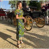 OUWU-Vestido midi con diseño sin espalda para mujer, elegante con estampado, cuello vuelto, mangas abullonadas, corte en A, novedad de verano 2024 - details 17