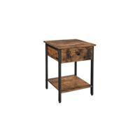 Mesa Auxiliar, Mesita de Noche, Mesa Lateral, Mesa de café Apilable, con Compartimento Delantero Abierto, Marco Metálico Robusto, Fácil de Montar, Marrón Rústico y Negro - details 1