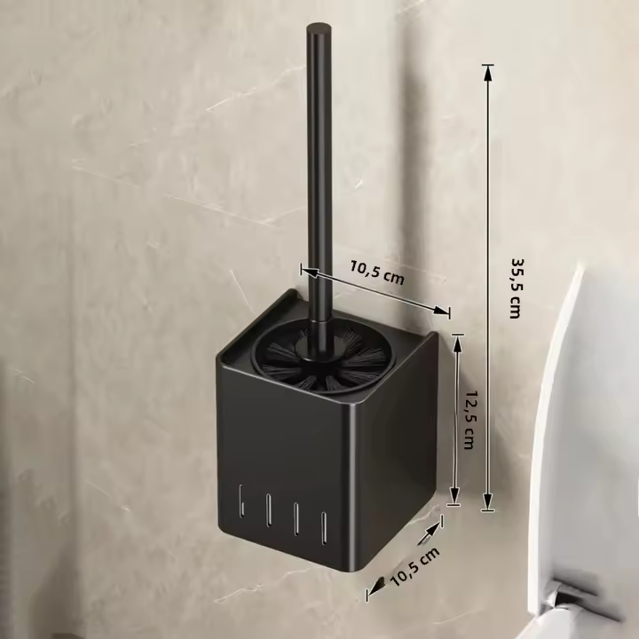 Cepillo de Inodoro Compacto con Porta y Mango de Aluminio Ahorro de Espacio para Almacenamiento - 1