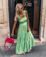 Vestido estampado de alta gama, estilo puro lujuria, falda con tirantes florales retro - details 22