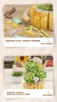 Modelo de bloque de construcción de ramo de rosas, bonsái eterno, cubierta de polvo, planta de micropartículas, adorno para adultos, juguete para niños, regalo - details 7
