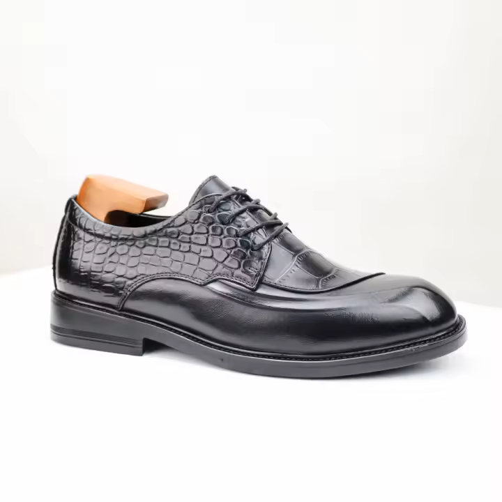 Cuero estilo británico casual suela blanda en relieve zapatos de hombre de cercanía - 1