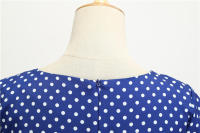 Women summer vintage 1950s 60s big swing party polka dot dress - details 62
