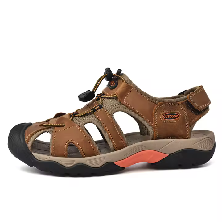 Sandalias deportivas de cuero con punta cerrada para hombre, calzado atlético para exteriores, senderismo, playa, barco y Pesca - 1