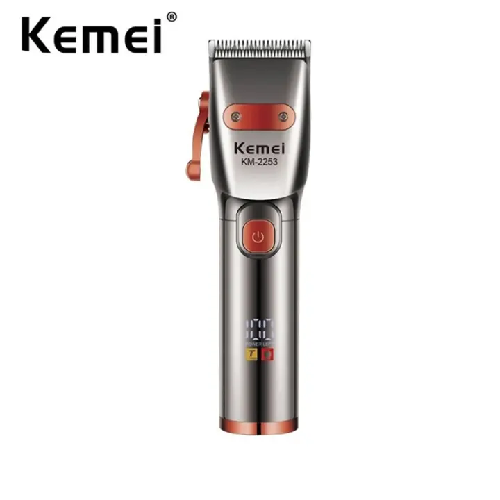 Kemei-cortadora de pelo profesional para hombre, máquina de corte de pelo inalámbrica, recargable, Kit de aseo - 1