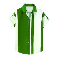 Camisa de manga corta a rayas para hombre, camisa informal estampada con solapa y botones, Estilo Hawaiano - details 2