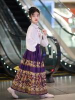 Hanfu para niñas, estilo chino, disfraz Tang para niños con cara de caballo estilo Ming, falda de hada, primavera y otoño, antiguo para niñas - details 15