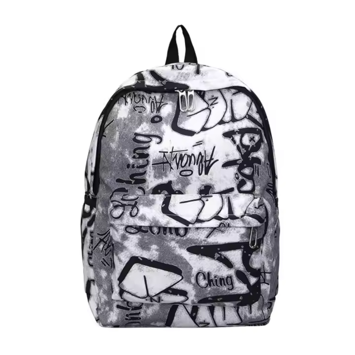 Mochila escolar de gran capacidad con grafiti para estudiantes, mochila informal de moda para mujer, mochila escolar con colgante de dibujos animados para niña que se desplaza - 1
