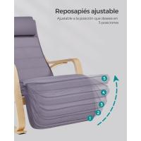 Mueble Ottoman de Madera de Abedul Mueble de Descanso Ajustable con 5 Posiciones, Carga Máxima de 150kg, Para Dormitorio, Salón Gris Claro y Natural - details 5