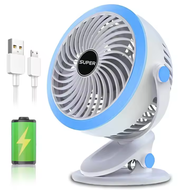 Mini ventilador EasySpeed con pinza, ventilador de sobremesa con clip de fijación, mini ventilador con batería recargable USB silencioso - 1