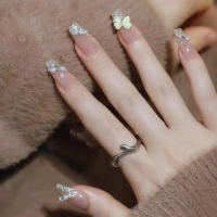 Uñas postizas rosas transparentes con borde brillante, decoración de uñas naturales irrompibles, uso sencillo para actuaciones en escenario - details 4