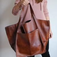 Nueva mujer retro simple nuevo bolso grande simple de cuero suave de gran capacidad de hombro portátil bolso grande - details 1