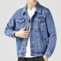 Chaqueta de Denim Casual para Hombres Ajuste Grande, Algodón, Negro y Azul, Abrigo Exterior de Moda - details 8