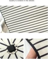 Sombrilla de rayas para hombre y mujer, sol y lluvia, sombrilla de rayas plegable negra, sombrilla compacta para mujer (10 costillas, blanco) - details 0