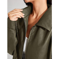 Chaqueta de Moto para Mujer de Tamaño Grande en Cuero Pretendido para Outfit de Otoño/Invierno 2024 con Cierre de Cremallera y Forro de Poliéster - details 18
