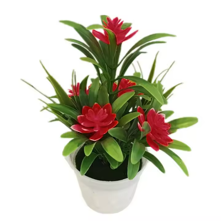 Mini elegante y realista para el hogar, Color brillante con maceta, decoración del hogar, adornos en maceta, flor Artificial en maceta simulada - 1