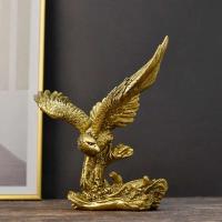 Estatua dorada de resina, artesanía artística, colección de modelos de águila 3D, figuritas Feng Shui de escritorio para el hogar y la Oficina, adorno de decoración - details 3