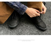 Zapatos de tablero de cuero de caña alta hechos a mano, patrón de corte de cuchillo, zapatos casuales para mantener el calor - details 0