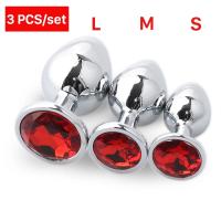 Juego de Plug Anal de Metal 3 Pcs Set para Mujeres/Hombres/Parejas Juguetes Sensuales para Adultos - details 0