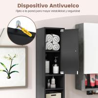 Armario Alto de Baño, Armario Delgado de Baño Alto con 2 Puertas, 1 Cajón y 5 Estantes (Blanco) - details 23