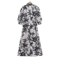Ropa de mujer europea y americana popular temperamento francés ligero femenino vestido de gasa estampado de lujo - details 1