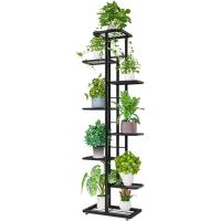 Soporte de Metal para Plantas de 8 Niveles Estante de Almacenamiento para Macetas en Gris Oscuro y Plateado Organizador de Almacenamiento para Interior y Exterior - details 0