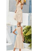 Vestido midi largo de mujer con cintura alta, liguero, chaleco, falda estampada, bolsillo, ideal para uso diario. - details 8