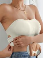 Sujetador blanco sin costuras para mujer, cierre lateral sexy, espalda cruzada forrada, sujetador suave, cómodas almohadillas de sujetador, tirantes ajustables, ropa interior elástica tipo tubo - details 5