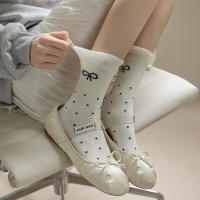 Calcetines De Encaje Con Puntos Negros Para Niñas Estilo Lolita Y Ballet Transpirables Y Delgados Para El Verano Con Volante Y Diseño De Corazón Hueco - details 5