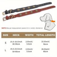 CP640--1Pc perro cuero resistente, Collar de lujo hecho a mano para mascotas con hebilla ustable, uste suave y duradero. - details 0