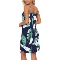 2025 Europa hermosa mujer verano delgado hombro botón cuello en V blusa de playa casual con vestido de bolsillo - details 15