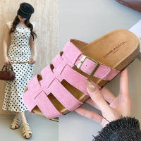 Zapatillas romanas con cabeza de bolso tejido hueco de suela gruesa para mujer, nuevas zapatillas retro versátiles de playa de un pedal - details 2
