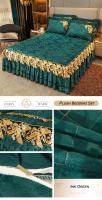Colcha cálida de felpa dorada para invierno, fundas de almohada de lujo con juego de cama, falda de cama engrosada, algodón bordado - details 6
