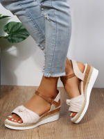 Sandalias de Mujer con Cuñas Moda Hebilla Punta Abierta Cómodas Ligeras Tacones Altos Resistentes al Desgaste para Oficina y Boda - details 1
