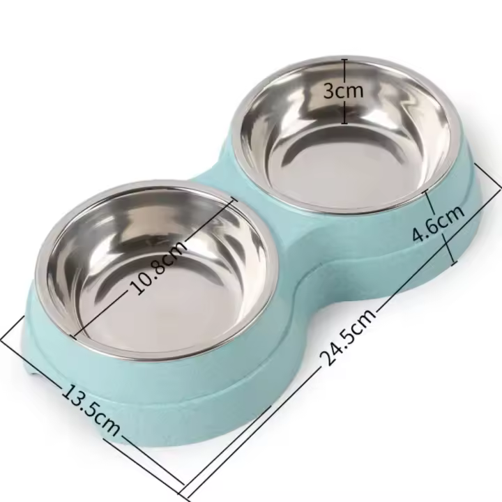 Cuencos Dobles para Mascotas Plato de Agua de Acero Inoxidable para Perros y Gatos - 1